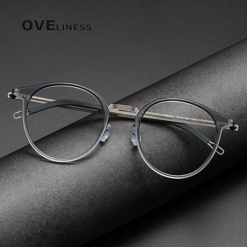 Oveliness Unisex Full Rim Round Titanium Eyeglasses 8202302 Full Rim Oveliness   