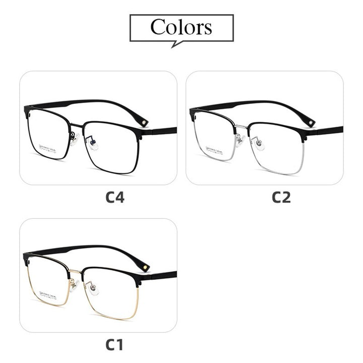 Hotochki Men's Full Rim Square Tr 90 Titanium Alloy Frame Eyeglasses K9112 Full Rim Hotochki   