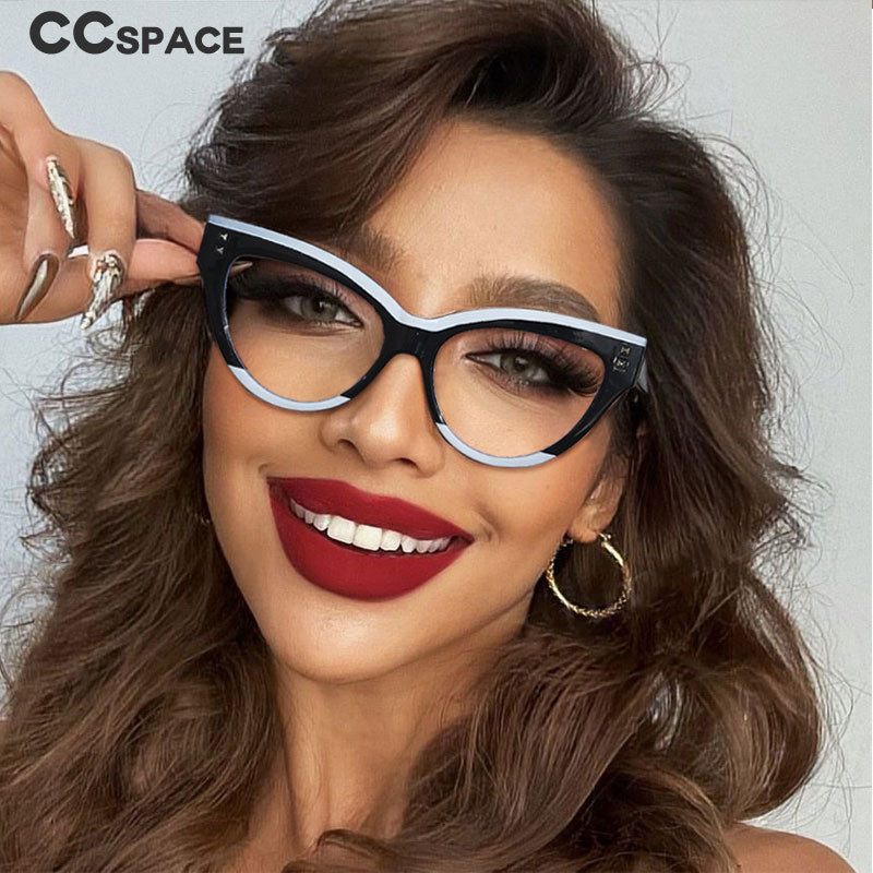 CCSpace Women's Full Rim Big Cat Eye Acetate Eyeglasses S55337 Full Rim CCspace   