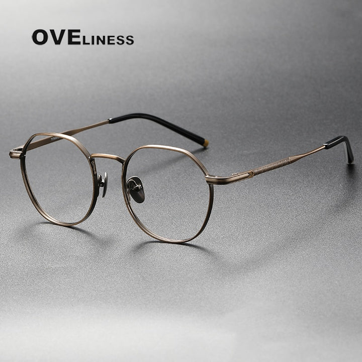 Oveliness Unisex Full Rim Round Square Titanium Eyeglasses Mira Full Rim Oveliness bronze  