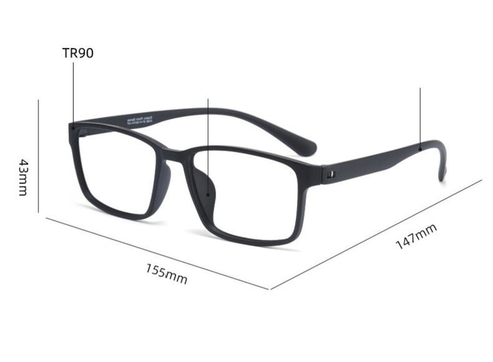 Cubojue Unisex Full Rim Oversized Tr 90 Titanium 155mm Myopic Reading Glasses Reading Glasses Cubojue   