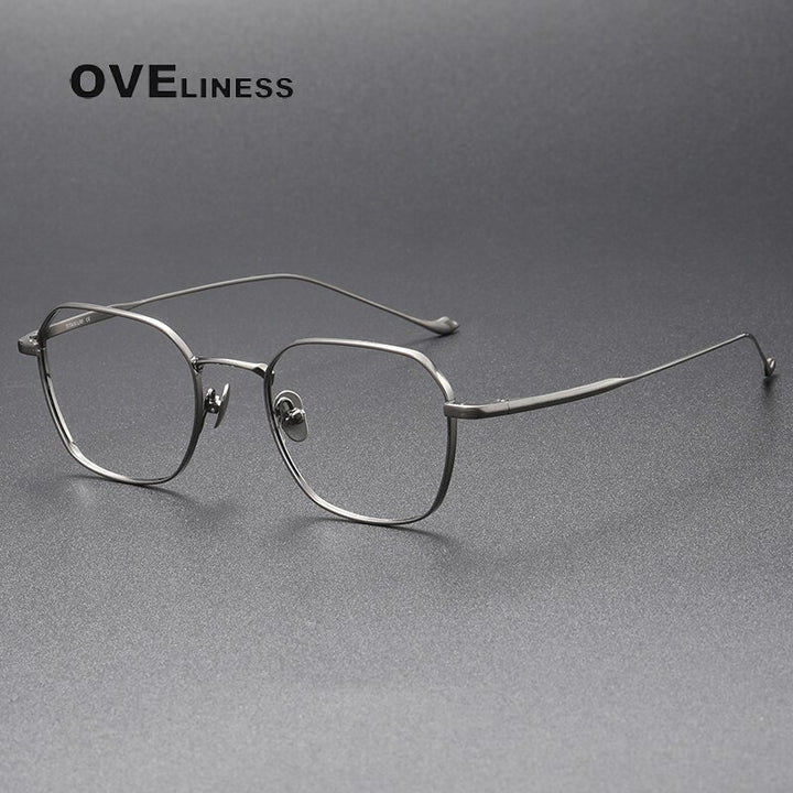 Oveliness Unisex Full Rim Square Titanium Eyeglasses Chordg Full Rim Oveliness gun  