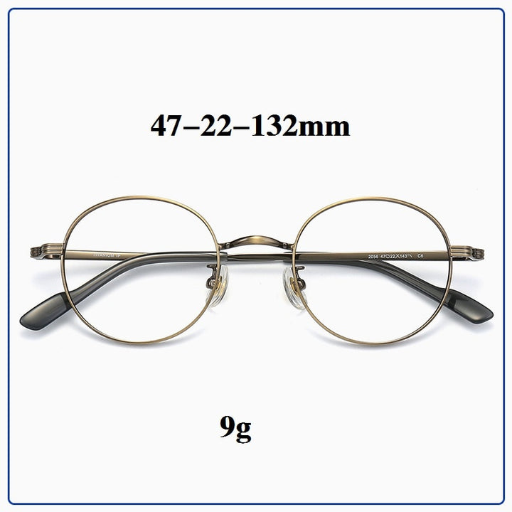 Cubojue Unisex Full Rim Small Round Titanium Eyeglasses 2056 Reading Glasses Cubojue   