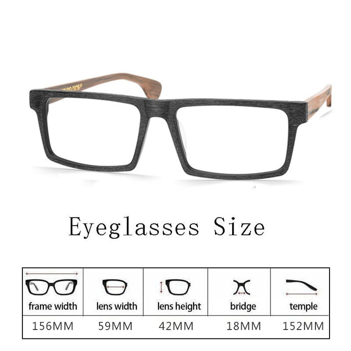 Hdcrafter  Unisex Full Rim Big Square 156mm Wood Eyeglasses Jk0371 Full Rim Hdcrafter Eyeglasses   