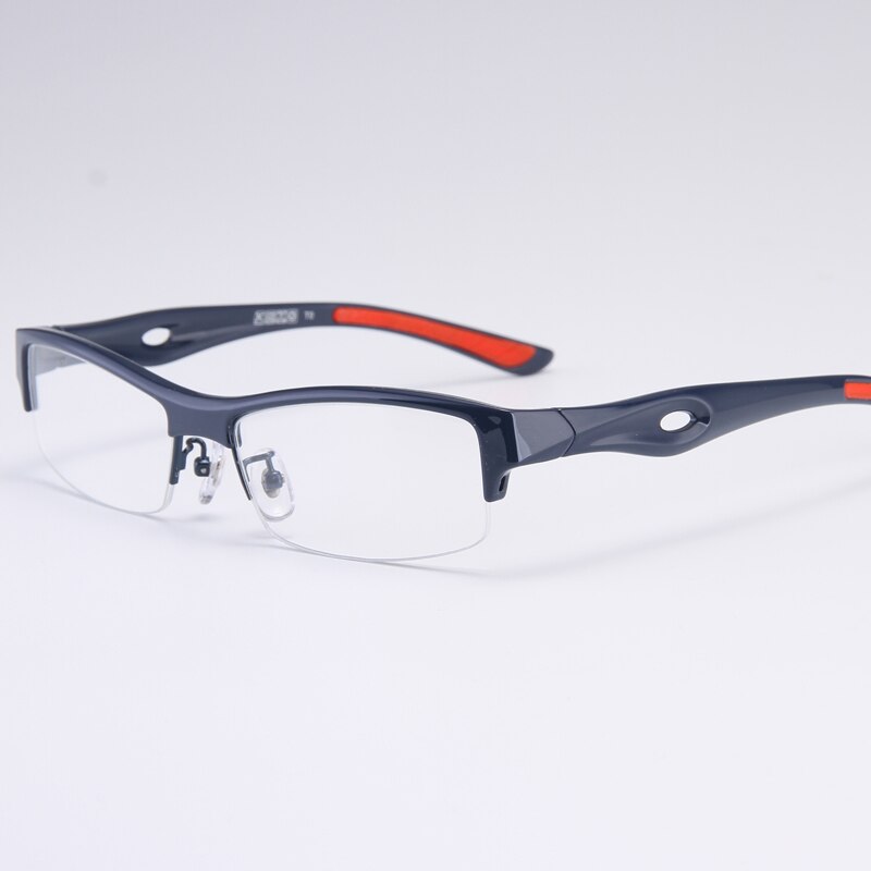 Bclear Men's Semi Rim Rectangle Tr 90 Sport Eyeglasses My1077 Semi Rim Bclear Dark Blue red  