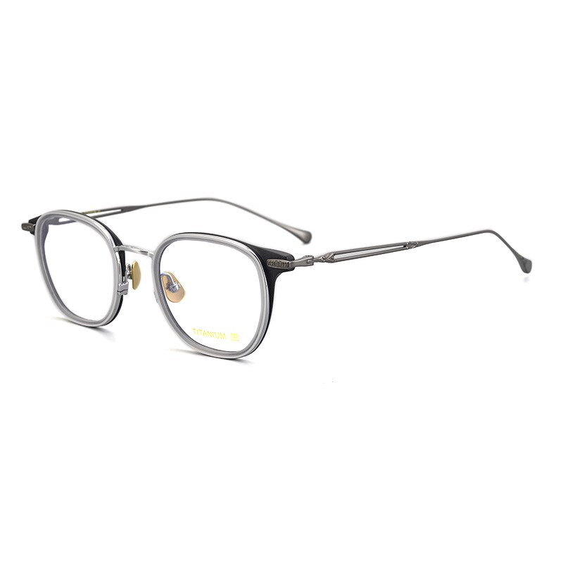 Gatenac Unisex Full Rim Square Acetate Titanium Eyeglasses Gxyj1009 Full Rim Gatenac Transparent  