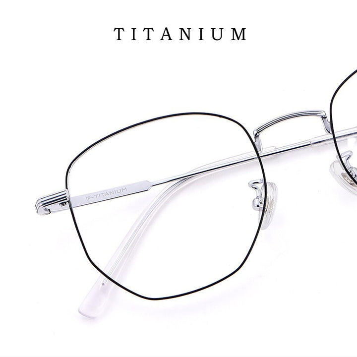 Yimaruili Unisex Full Rim Polygon Titanium Eyeglasses 9005 Full Rim Yimaruili Eyeglasses   