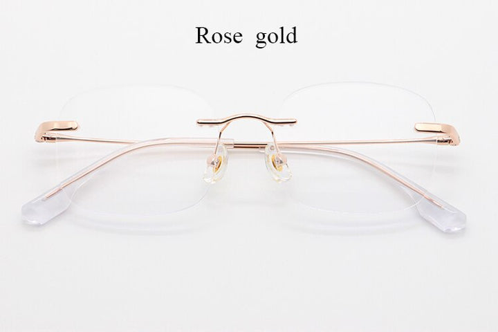 Bclear Unisex Rimless Square Titanium Frame Eyeglasses Myw01 Rimless Bclear Rose gold  