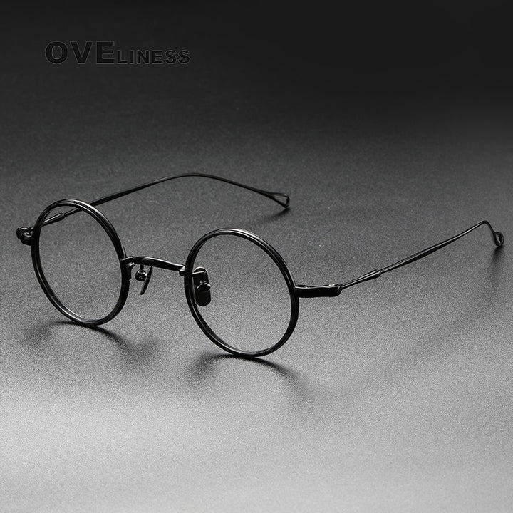 Oveliness Unisex Full Rim Round Titanium Eyeglasses V8 Full Rim Oveliness black  