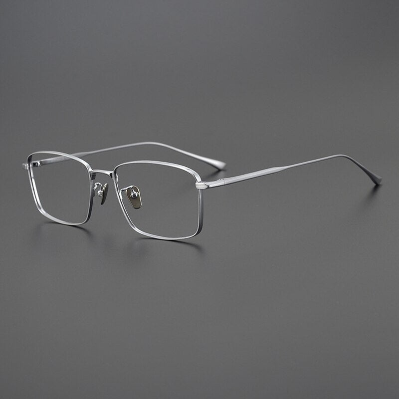 Gatenac Unisex Full Rim Square Titanium Eyeglasses Gxyj990 Full Rim Gatenac Silver  
