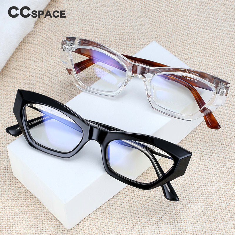 CCSpace Unisex Full Rim Oversized Rectangle Cat Eye Acetate Frame Eyeglasses 54404 Full Rim CCspace   