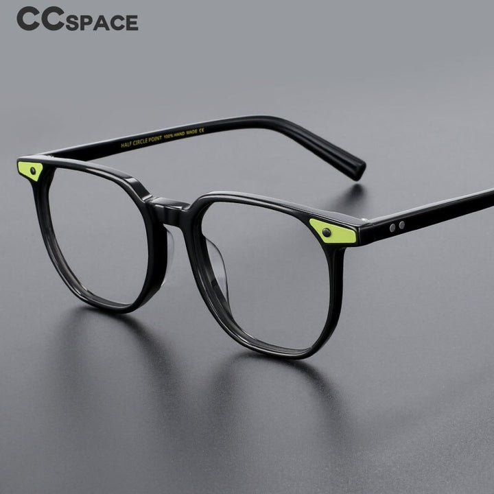 CCSpace Unisex Full Rim Square Handcrafted Acetate Eyeglasses 55310 Full Rim CCspace   