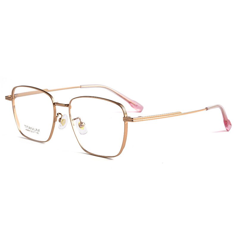 Yimaruili Unisex Full Rim Square Titanium Eyeglasses K5009 Full Rim Yimaruili Eyeglasses Rose Gold  