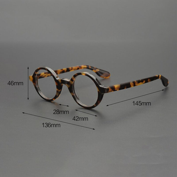 Cubojue Unisex Small Round Acetate Stainless Steel Hyperopic Reading Glasses Reading Glasses Cubojue   