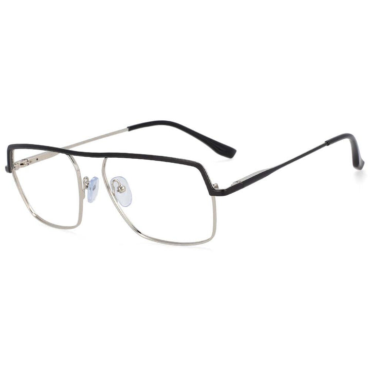 CCSpace Unisex Full Rim Rectangle Alloy Frame Eyeglasses 54358 Full Rim CCspace silver-black China 