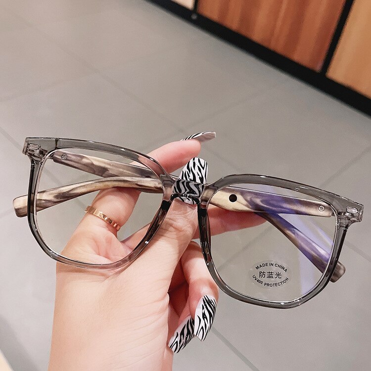 CCspace Unisex Full Rim Big Polygon Square Tr 90 Titanium Eyeglasses 55580 Full Rim CCspace China Gray 