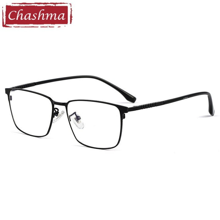 Chashma Ottica Unisex Full Rim Square Titanium Eyeglasses 8633 Full Rim Chashma Ottica Black  