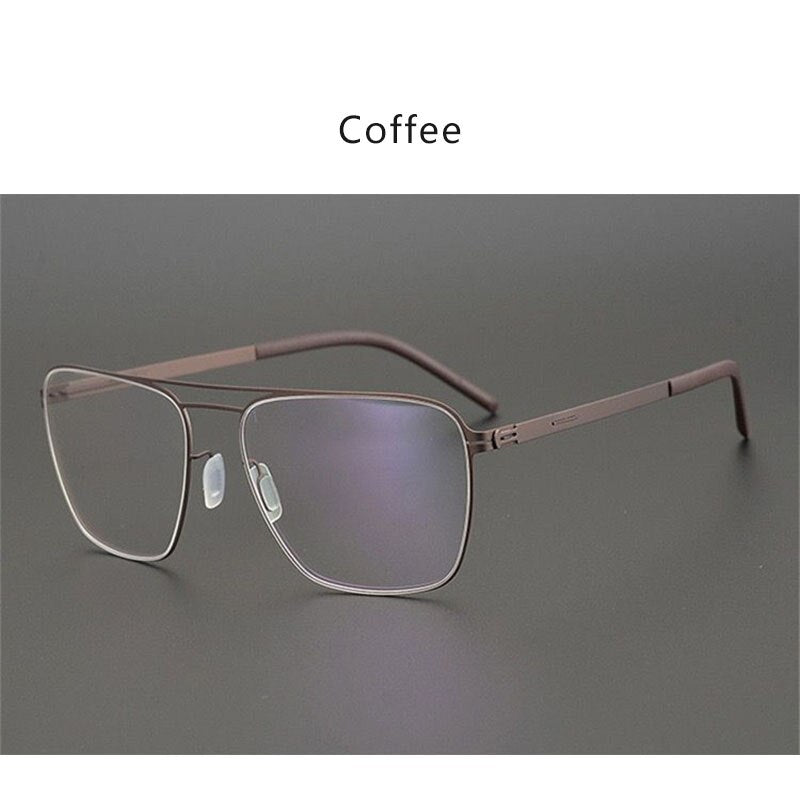 Hdcrafter Unisex Full Rim Square Tr 90 Titanium Double Bridge Eyeglasses Full Rim Hdcrafter Eyeglasses Coffee  