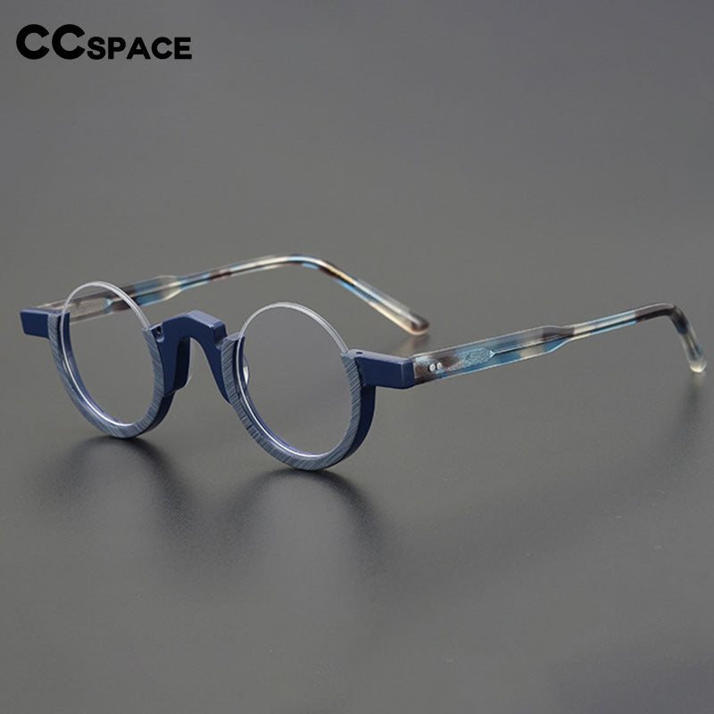 CCSpace Unisex Semi Rim Round Acetate Eyeglasses 55258 Semi Rim CCspace   