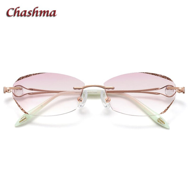 Chashma Ochki Women's Rimless Oval Rectangle Titanium Eyeglasses 52006 Rimless Chashma Ochki   