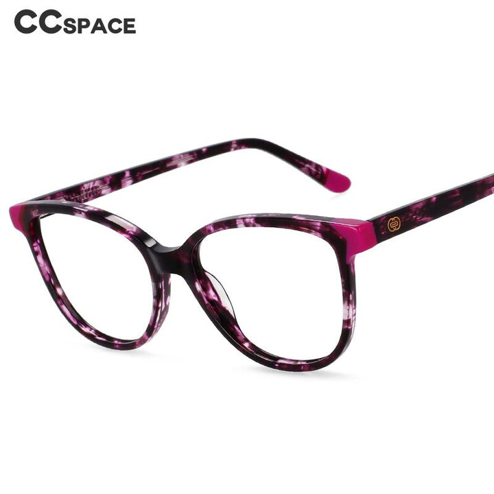 CCSpace Women's Full Rim Round Acetate Frame Eyeglasses 54552 Full Rim CCspace   