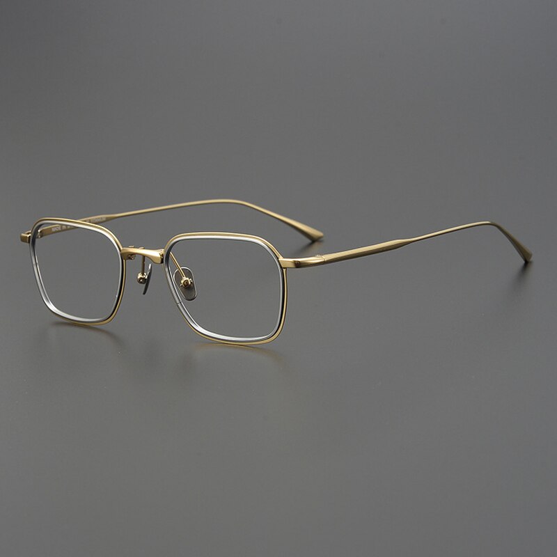 Gatenac Unisex Full Rim Square Titanium Eyeglasses Gxyj972 Full Rim Gatenac Silver Gold  