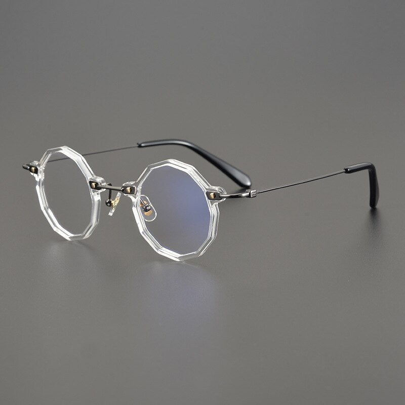 Gatenac Unisex Full Rim Round Titanium Acetate Frame Eyeglasses Gxyj739 Full Rim Gatenac Transparent  