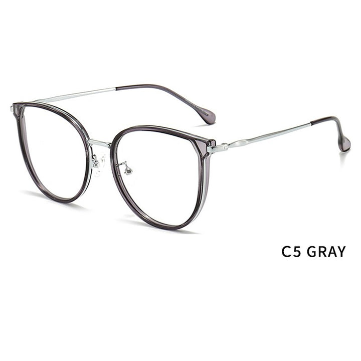 Kansept Women's Full Rim Round Cat Eye Alloy Eyeglasses 68028 Full Rim Kansept C5 Gray  
