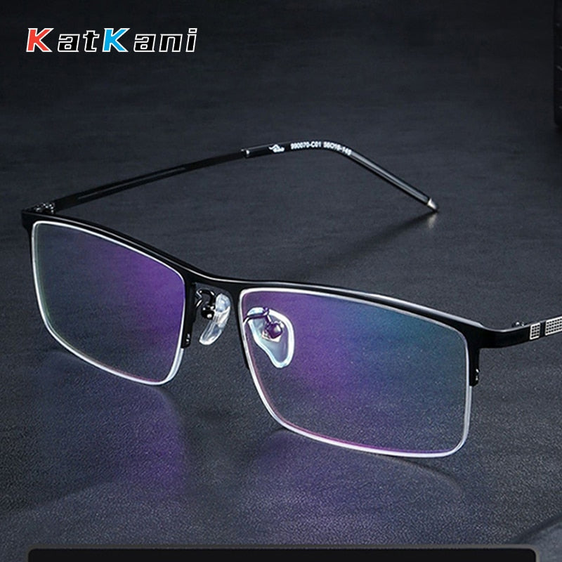 KatKani Unisex Semi Rim Rectangle Alloy Eyeglasses 990070 Rimless KatKani Eyeglasses   
