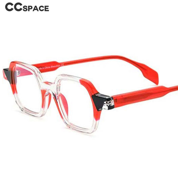 CCSpace Unisex Full Rim Irregular Square Acetate Eyeglasses 54706 Full Rim CCspace   
