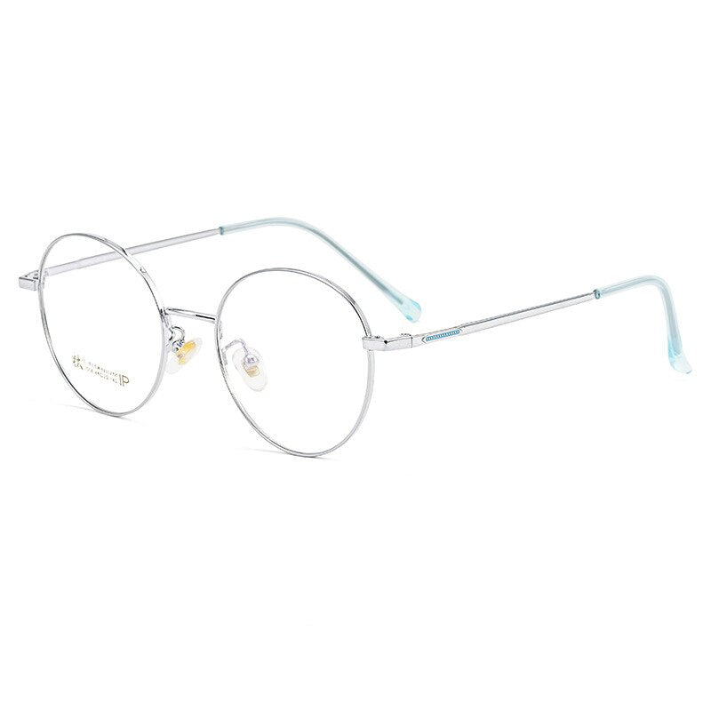 Yimaruili Unisex Full Rim Round Titanium Eyeglasses 2058 Full Rim Yimaruili Eyeglasses Blue  