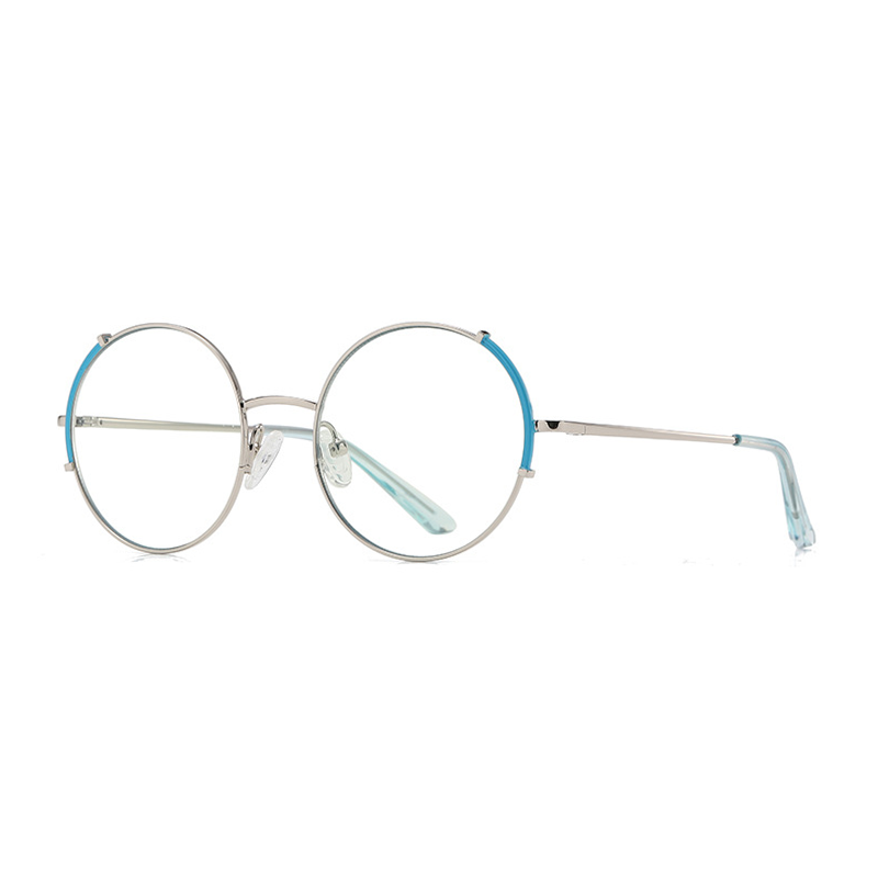 Ralferty Women's Full Rim Oversized Round Alloy Eyeglasses D8615 Full Rim Ralferty China C225 Blue 