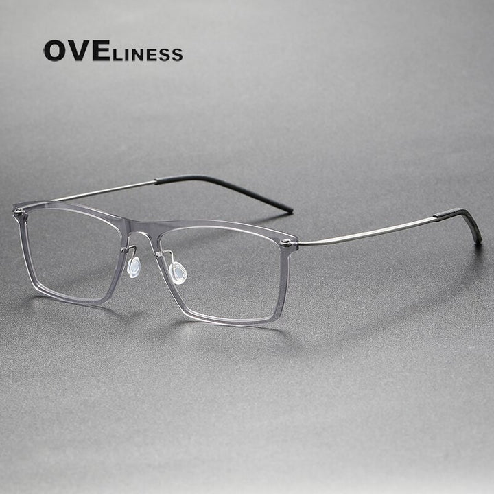 Oveliness Unisex Full Rim Square Titanium Acetate Eyeglasses 6533 Full Rim Oveliness light grey  