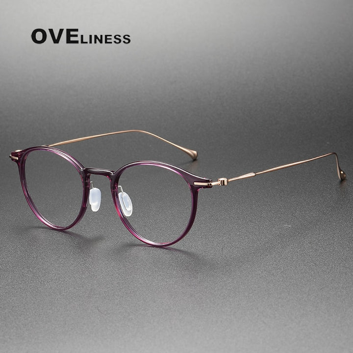 Oveliness Unisex Full Rim Round Square Tr 90 Titanium Eyeglasses Full Rim Oveliness purple  