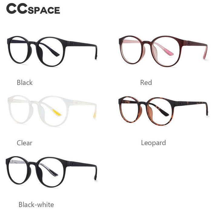 CCSpace Unisex Full Rim Round Tr 90 Titanium Frame Eyeglasses 54168 Full Rim CCspace   