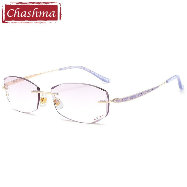 Chashma Women's Rimless Rectangle Titanium Eyeglasses 10139 Rimless Chashma Purple  