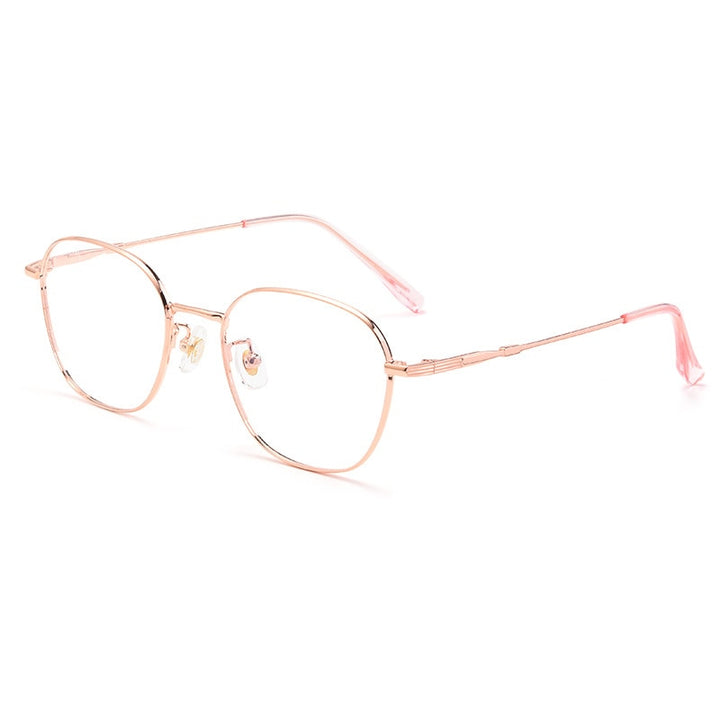 Hotochki Unisex Full Rim Titanium Alloy Oval Frame Eyeglasses 53308 Full Rim Hotochki Rose Gold  