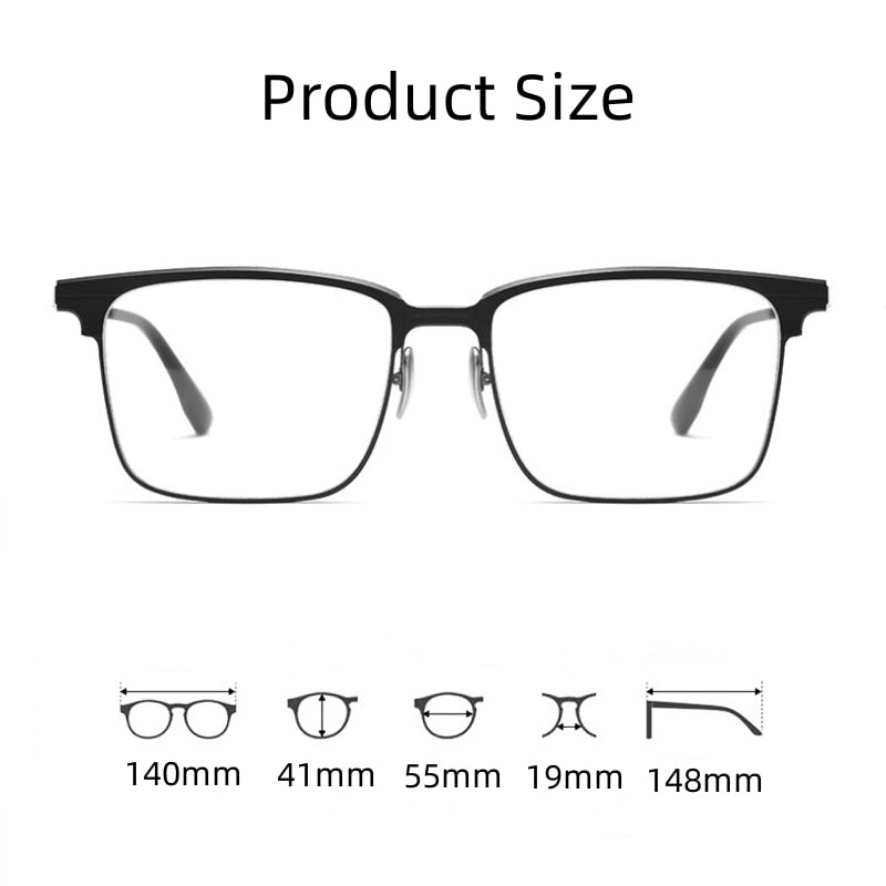KatKani Unisex Full Rim Square Titanium Eyeglasses Clip On Polarized Sunglasses 9911 Clip On Sunglasses KatKani Eyeglasses   