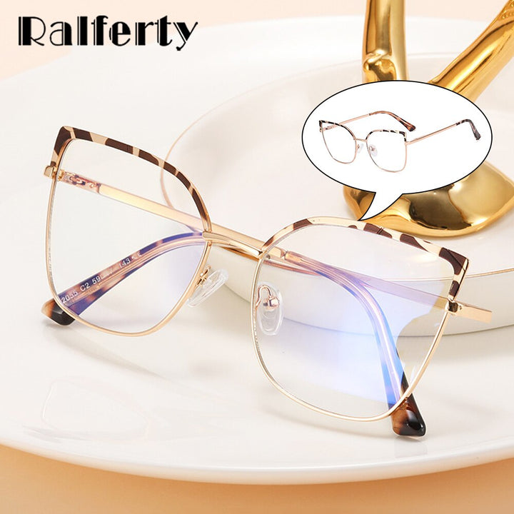 Ralferty Women's Full Rim Square Cat Eye Alloy Eyeglasses F82055 Full Rim Ralferty   