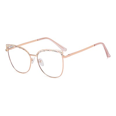 Ralferty Women's Full Rim Square Cat Eye Acetate Alloy Eyeglasses F91236 Full Rim Ralferty C2 Gold - Purple China 