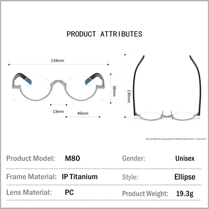 Muzz Men's Semi Rim Acetate Titanium Frame Eyeglasses 80 Semi Rim Muzz   