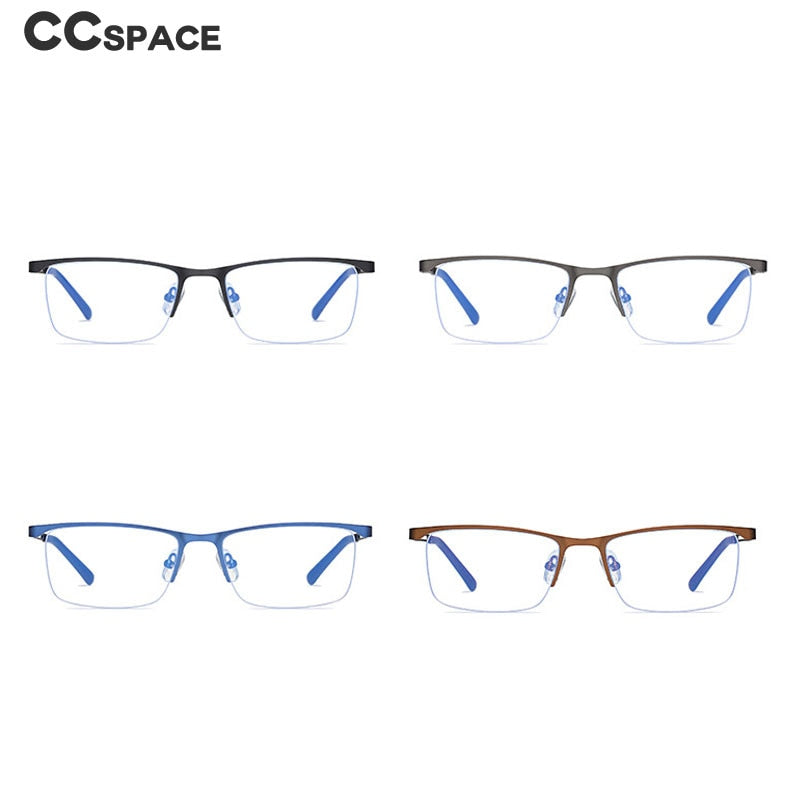 CCSpace Men's Semi Rim Rectangle Alloy Frame Eyeglasses 54534 – FuzWeb