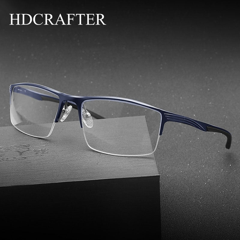 Hdcrafter Men's Semi Rim Wide Square Titanium Eyeglasses 663 Semi Rim Hdcrafter Eyeglasses   