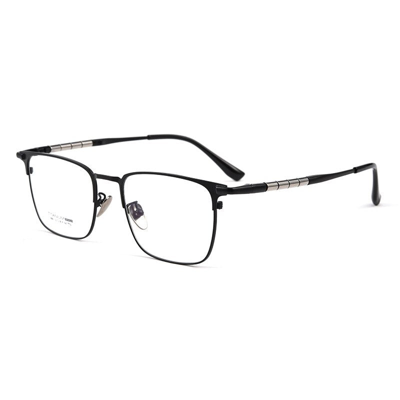 Zirosat Men's Full Rim Square Titanium Eyeglasses 9009T Full Rim Zirosat black  