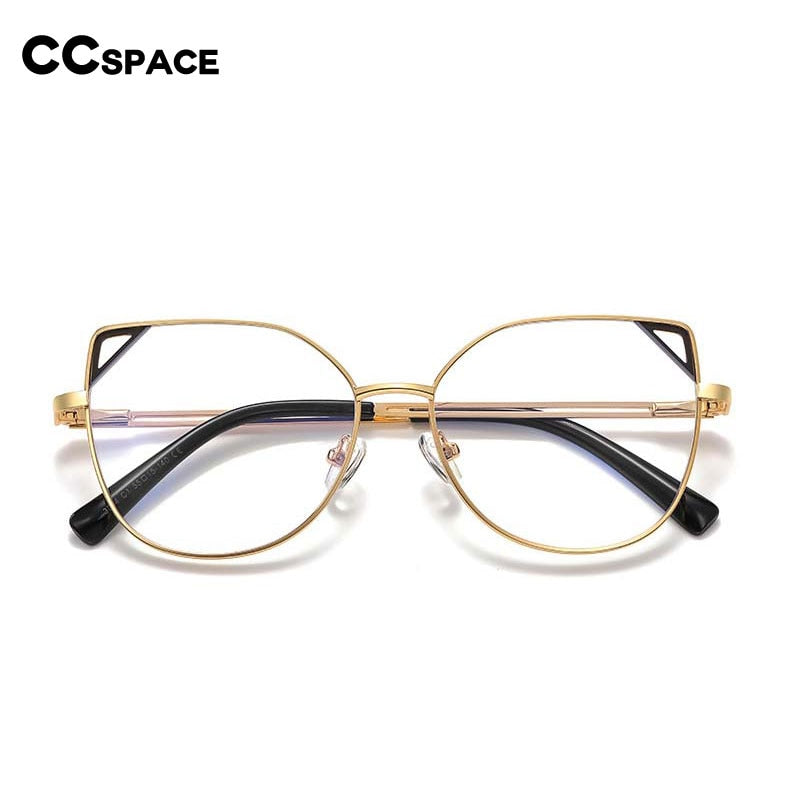 CCspace Women's Full Rim Round Cat Eye Alloy Frame Eyeglasses 54549 Full Rim CCspace   