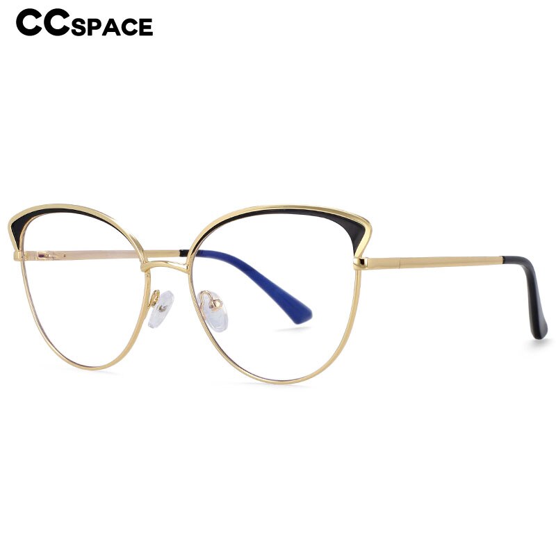 CCSpace Women's Full Rim Round Cat Eye Acetate Alloy Frame Eyeglasses 54239 Full Rim CCspace   