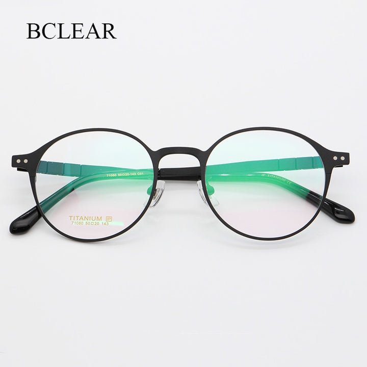 Bclear Unisex Full Rim Round Titanium Frame Eyeglasses My7180 Full Rim Bclear   