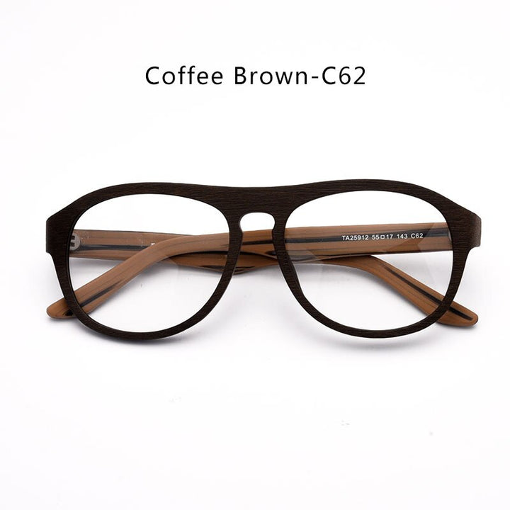 Hdcrafter Unisex Full Rim Square Bamboo Wood Eyeglasses Ta25912 Full Rim Hdcrafter Eyeglasses Coffee Brown-C62  
