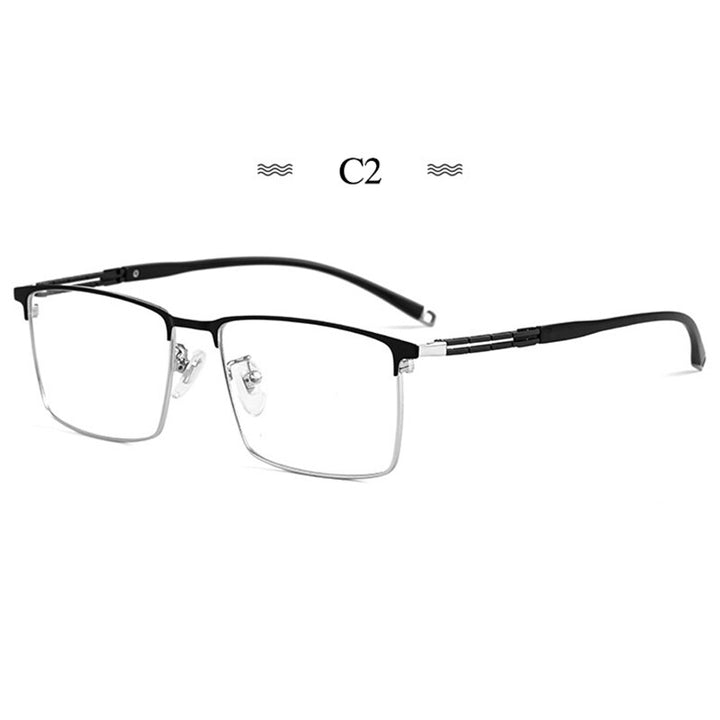 Hotochki Men's Full Rim Square Tr 90 Titanium Frame Eyeglasses T8607t Full Rim Hotochki C2  