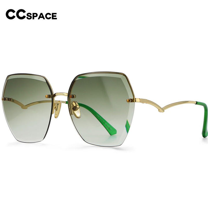 CCSpace Women's Rimless Irregular Oval Alloy Frame Sunglasses 54591 Sunglasses CCspace Sunglasses   